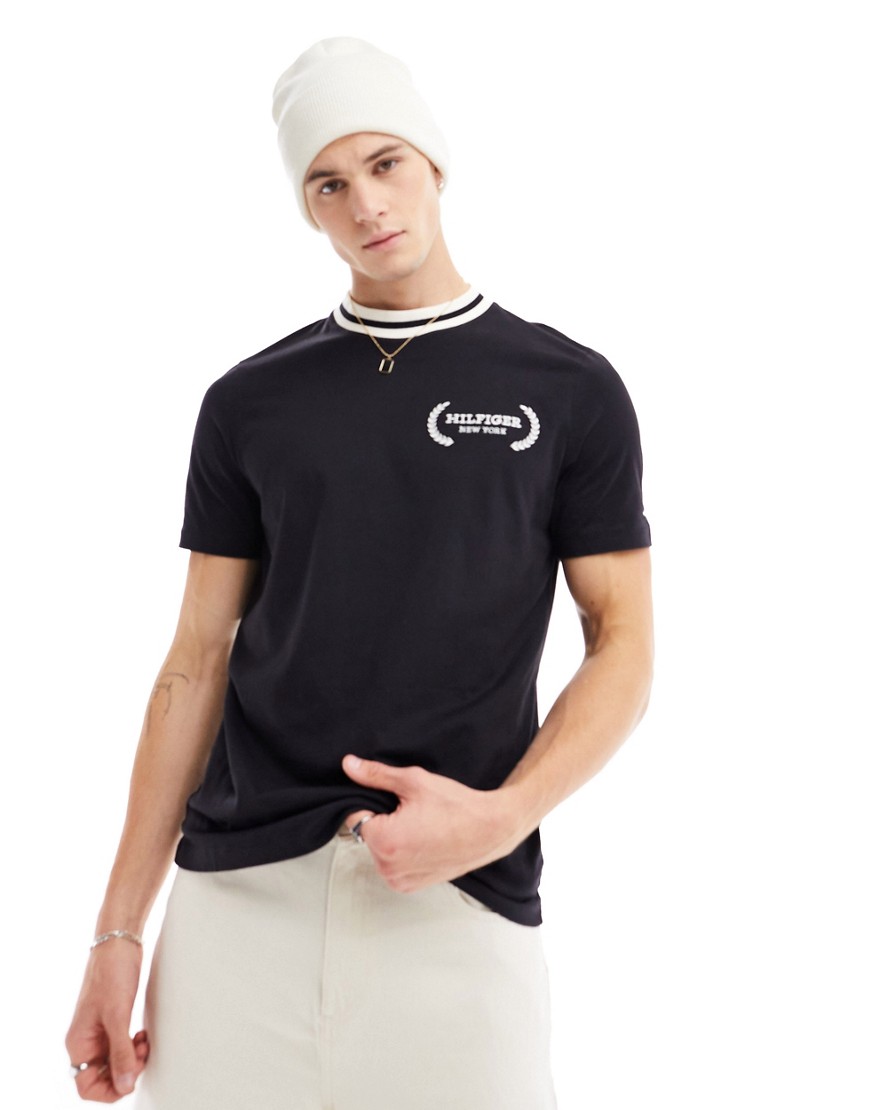 Tommy Hilfiger laurel tipped t-shirt in black