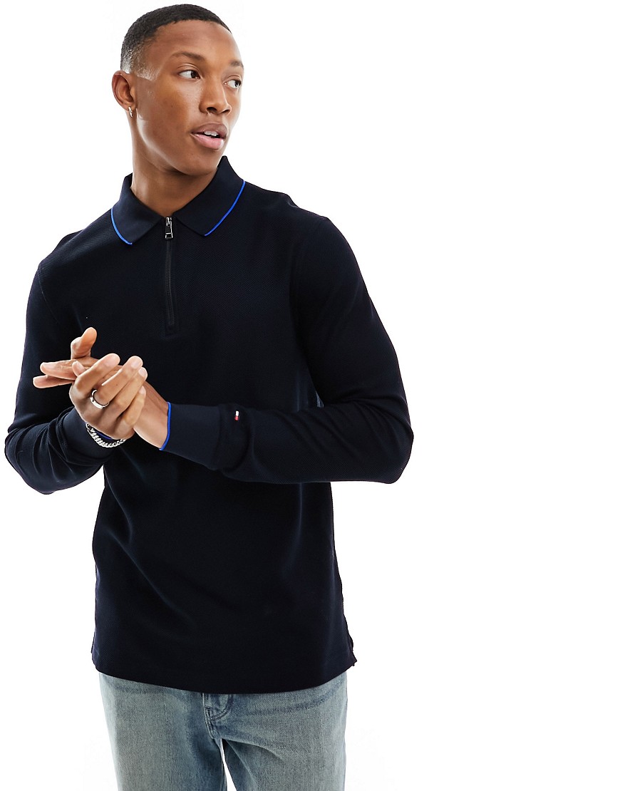 Tommy Hilfiger Long Sleeve Polo in Dark Blue-Navy