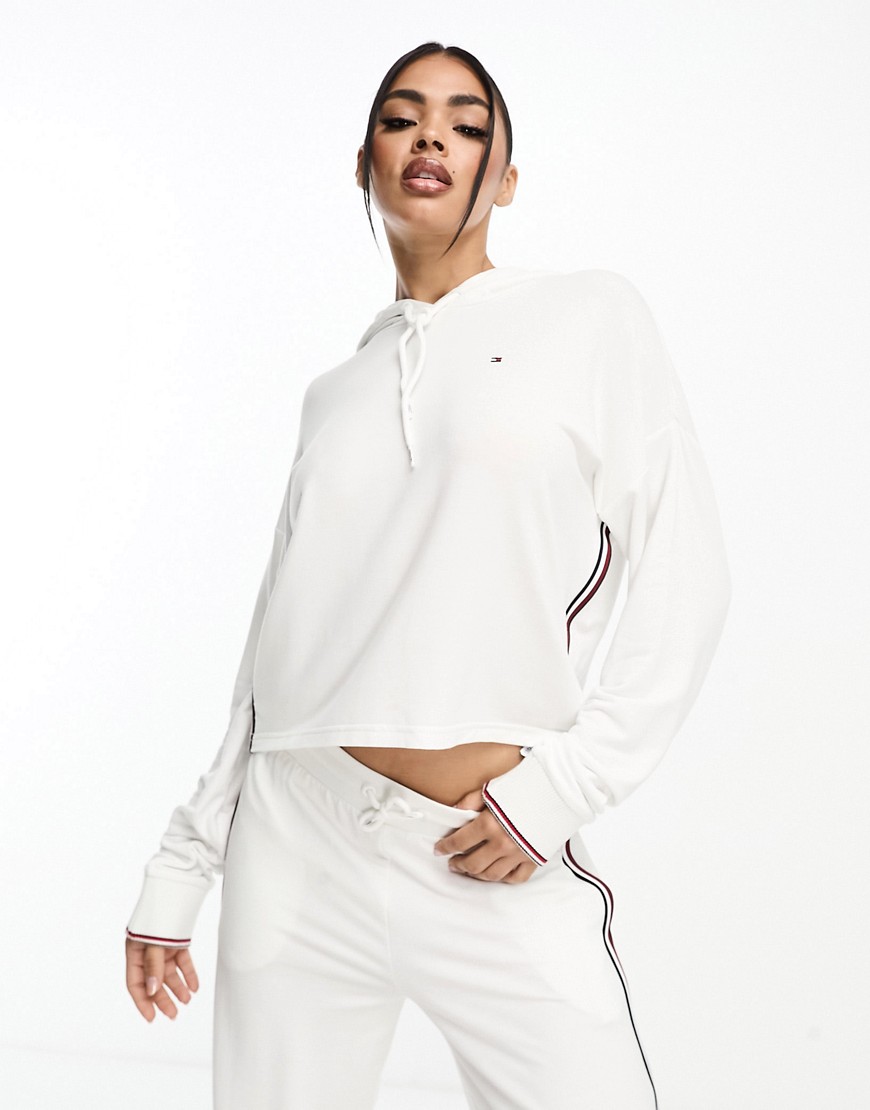 Tommy Hilfiger lounge cropped hoodie in white