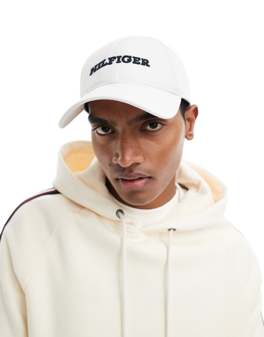 Tommy Hilfiger monotype canvas 6 panel cap in white