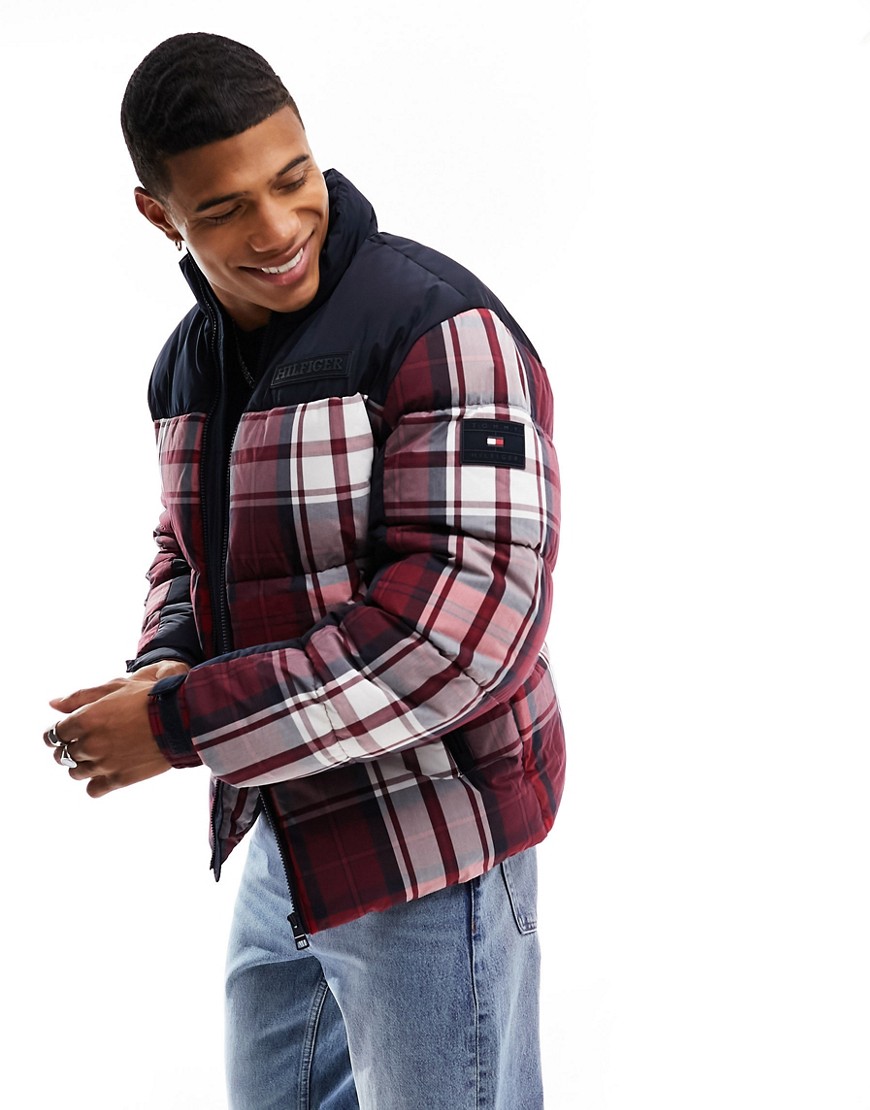 Tommy Hilfiger new york check puffer jacket in check-Multi