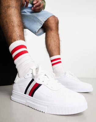 supercup leather stripe trainers in white