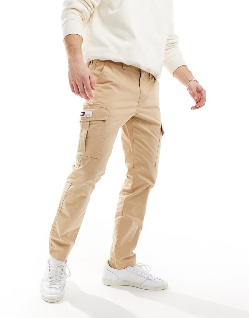 Tommy Jeans Austin cargo trousers in sand-Neutral