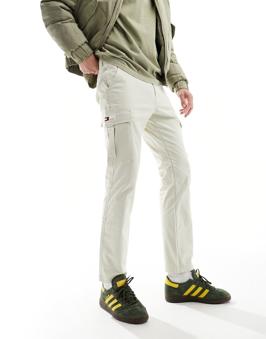 Tommy Jeans Austin lightweight cargo trousers in off white-Neutral