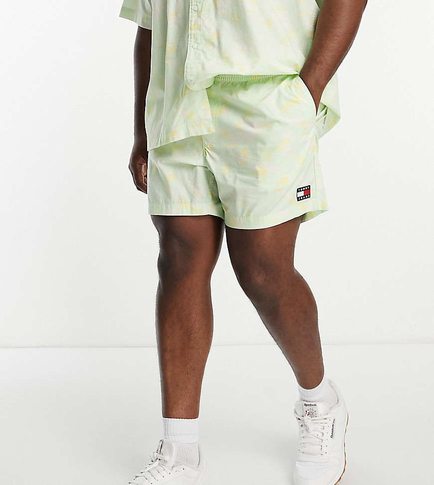 Tommy Jeans Big & Tall co-ord flag logo camo shorts in multi-Green