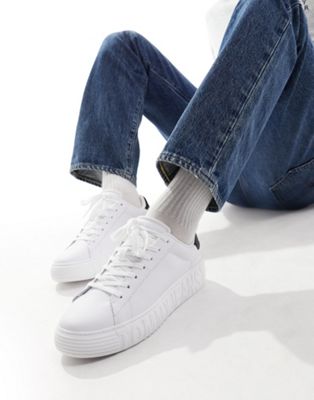 leather outsole trainers in white