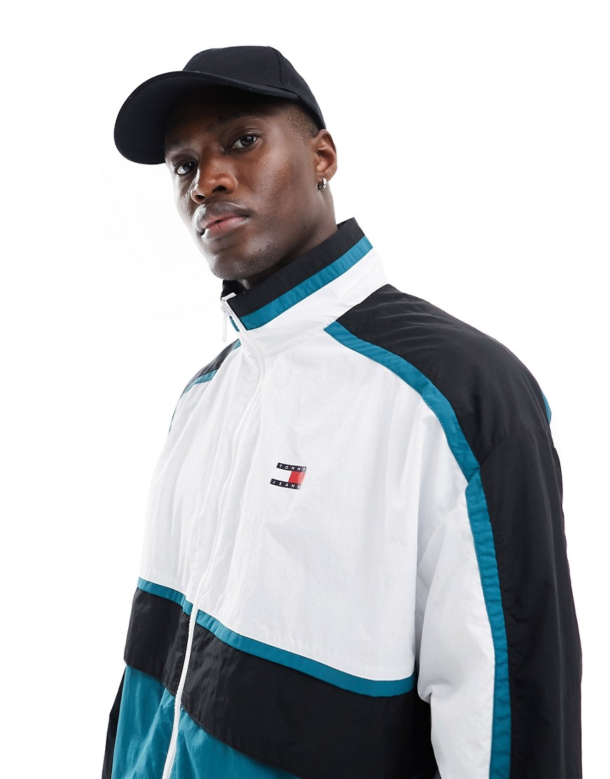 Tommy Jeans retro colourblock track jacket in white multi