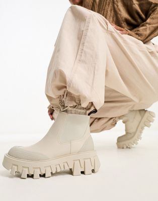 rubber rain ankle boots in beige