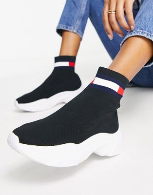 sock boot trainers in black