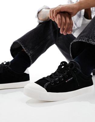 vulcanized suede trainers in black