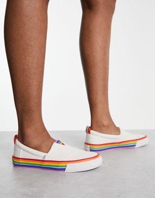 alpargata fenix slip on trainers in white with rainbow sole