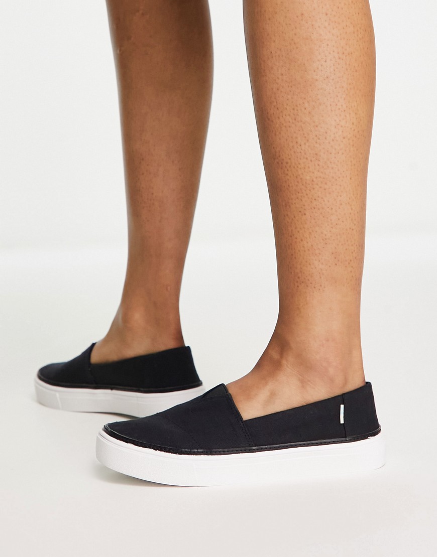 Toms parker slip on trainers in black