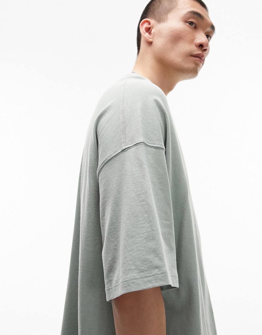 Topman extreme oversized t-shirt in sage-Green