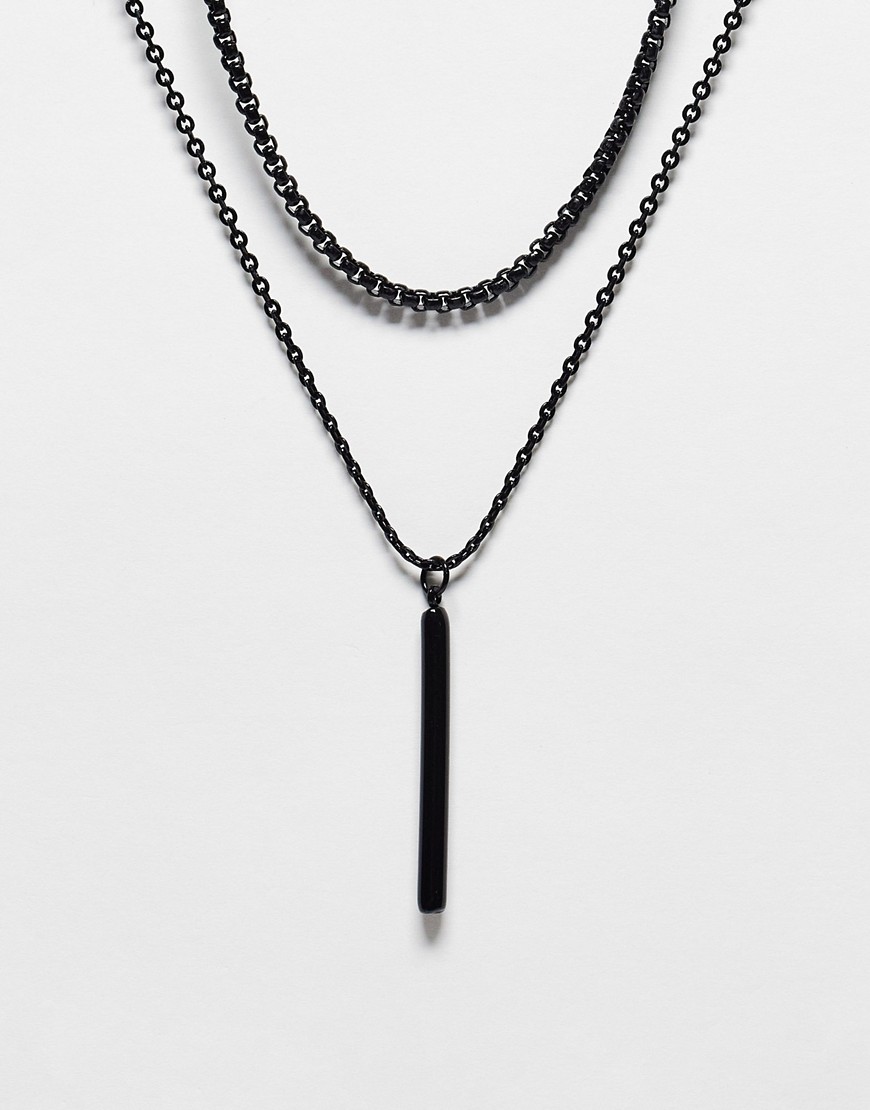 Topman fabric necklace with pendant in black