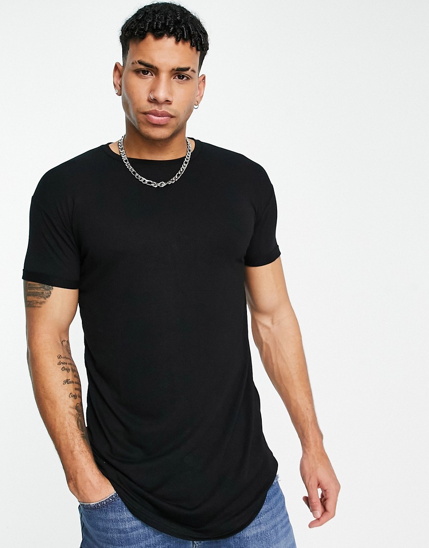 Topman longline fit t-shirt in black