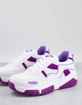 Crouch chunky lace up skater trainer in purple