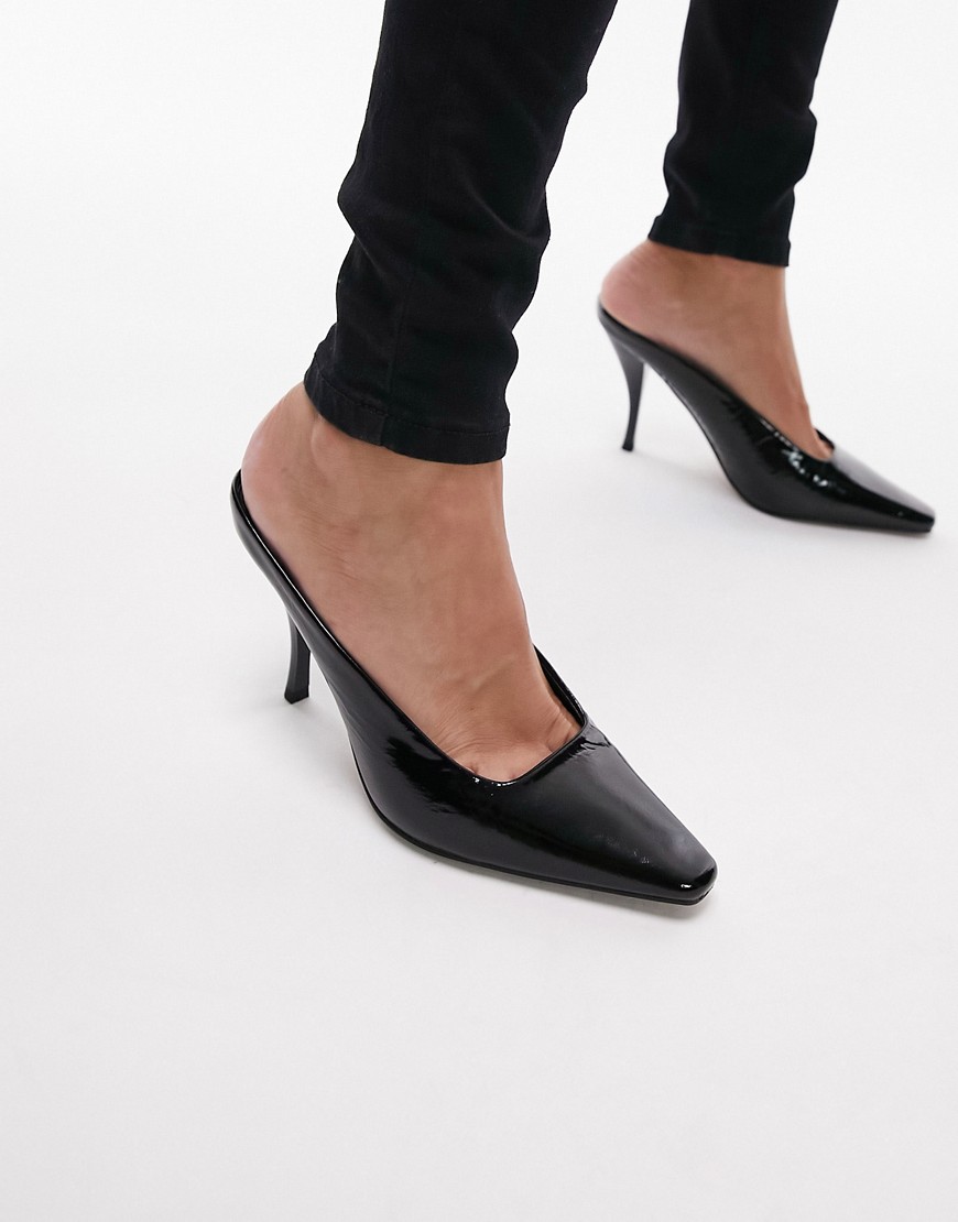 Topshop Eve heeled court shoe in black