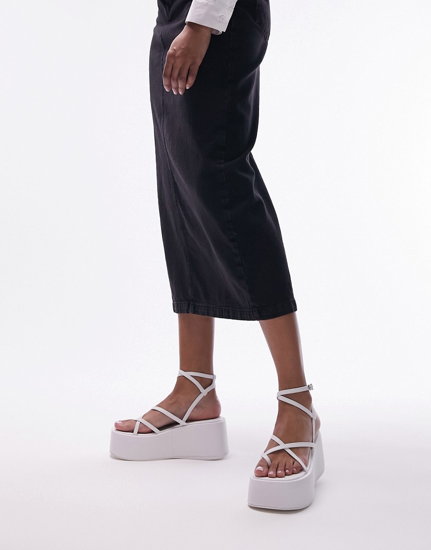 Topshop Greta strappy flatform sandal in white