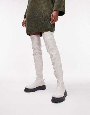 Kate chunky over the knee boot in off white