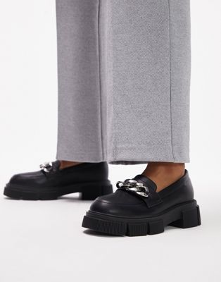 Lilah chunky loafer with chain detail  in black