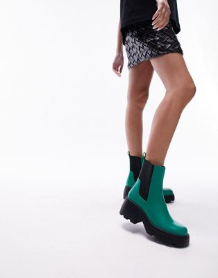 Margot chunky chelsea boot in green