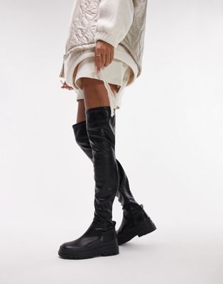 Martha over the knee stretch boot in black