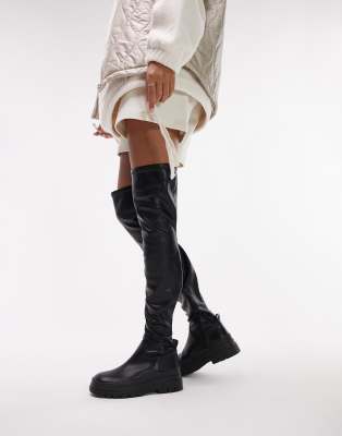 Martha over the knee stretch boot in black