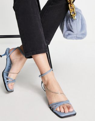 Nimble low heel chain sandal in blue