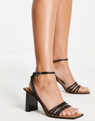 Rana premium leather two part sandal in black and camel