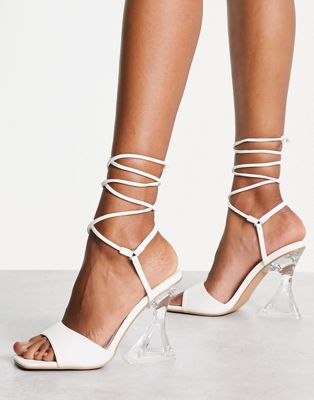 Rilee two part ankle tie sandal white