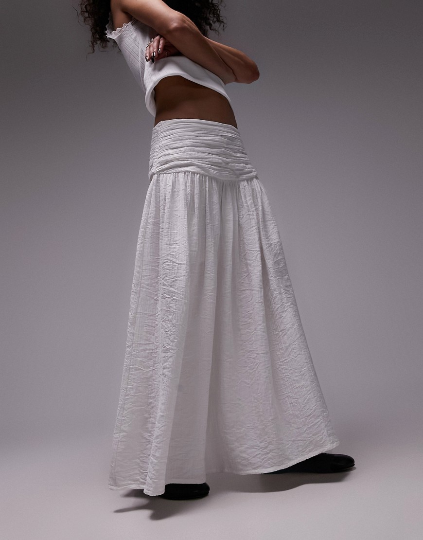 Topshop ruch waistband full hem maxi skirt in white