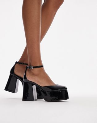 Stacey round toe two part platform in black