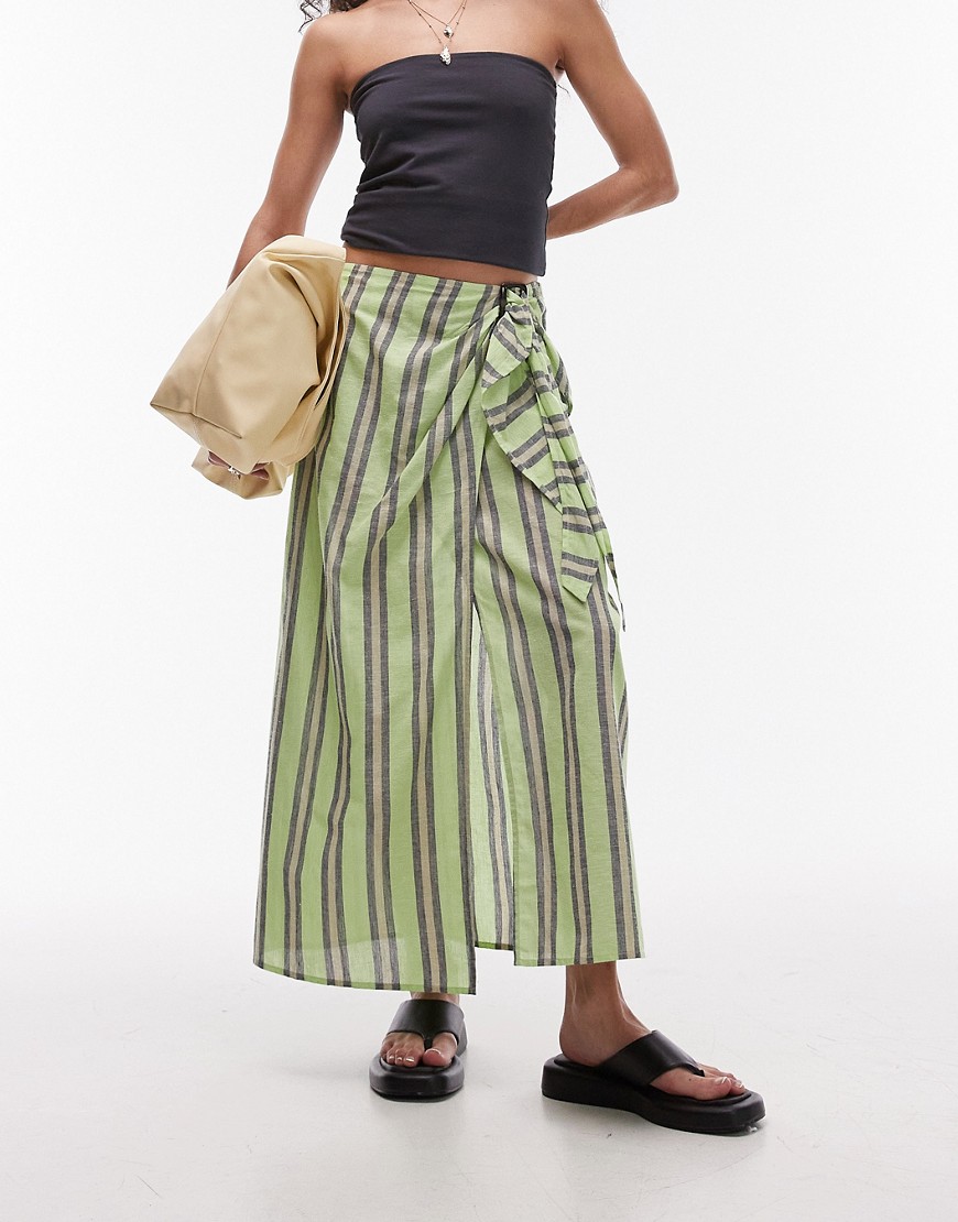 Topshop stripe sarong with buckle in green
