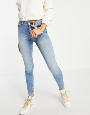 True Religion halle highrise exposed button straight leg jeans in 5 am light - Click1Get2 Half Price