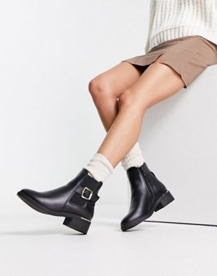 buckle chelsea boots in black