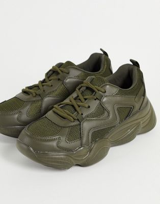 chunky bubble sole trainers in khaki