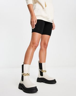 chunky chain chelsea boots in cream