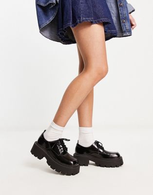 chunky lace up shoes with exaggerated sole in black