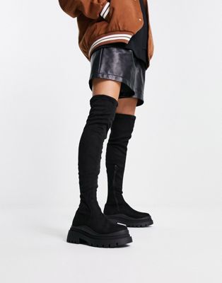 chunky over the knee boots in black