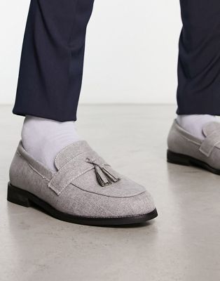 faux suede tassel loafers in grey