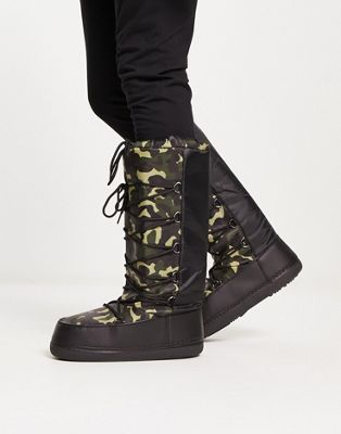 high leg snow boots in camo