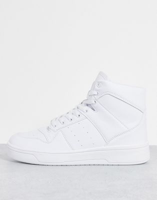 hitop lace up trainers in white