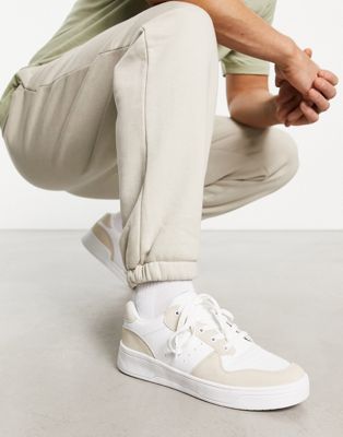 lace up trainers in oat mix