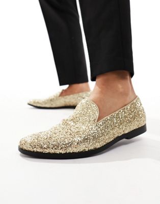 slip on loafers in gold