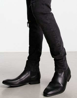 smart chelsea boots in black faux leather