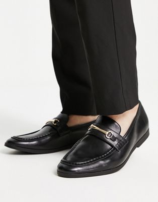 snaffle trim loafers in black