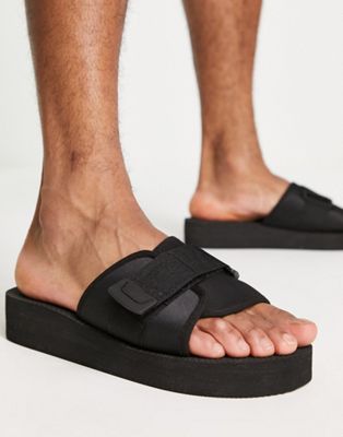 sporty padded tech sandals in black