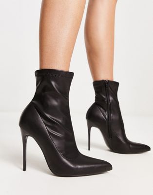 stiletto heel sock boots in black
