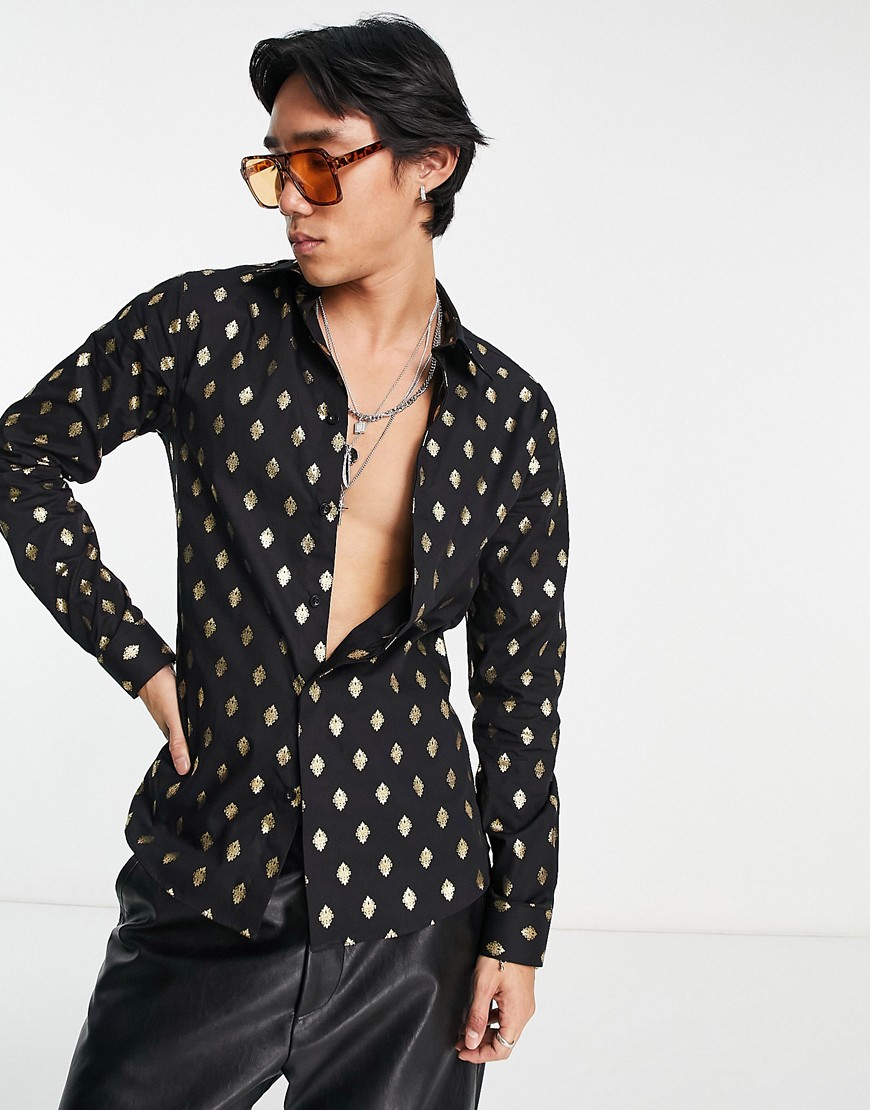 Twisted Tailor pucci foil shirt in black