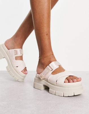 Ashton Slide leather sandals in pale pink
